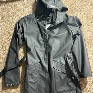 Black Helly Hansen Reflective Rain Trench Coat